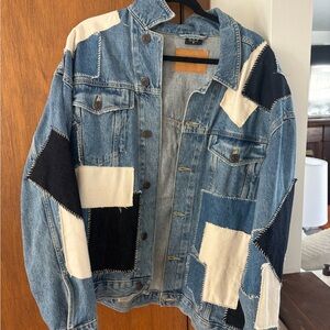 BDG Blue Patchwork Jean Jacket